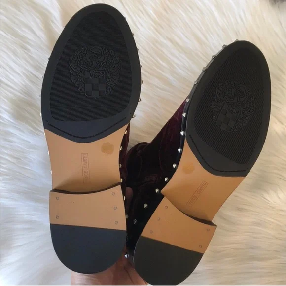 NEW! No box. Vince Camuto Talorini Velvet Studded Heel Combat Boot. Size 5 - Picture 4 of 5